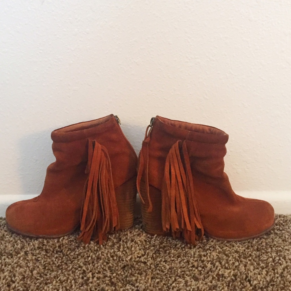 Jeffrey Campbell heeled fringe booties